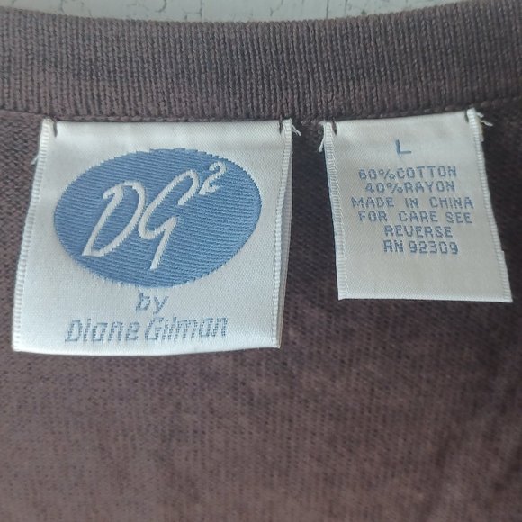 DG2 By Diane Gilman Brown Top Size Large NWT - Picture 2 of 3